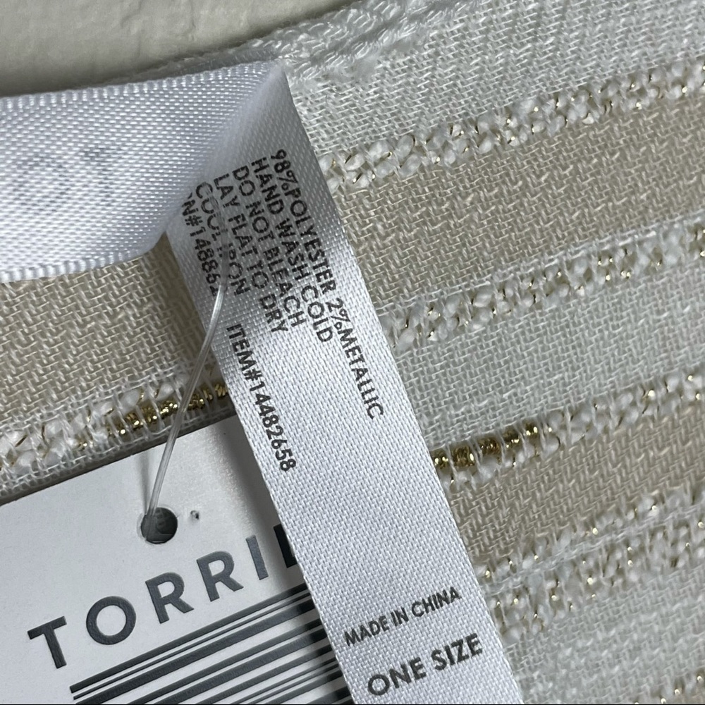 Torrid Ivory Metallic Neutral Stripe Ruana NWT - Picture 7 of 10